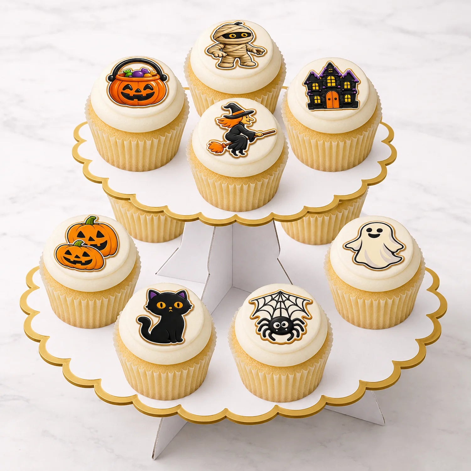 Halloween Edible Image Cookie & Cupcake Topper Trick or Treat Crew - 20 Precut Icing Sheet- RA Pape  on Display