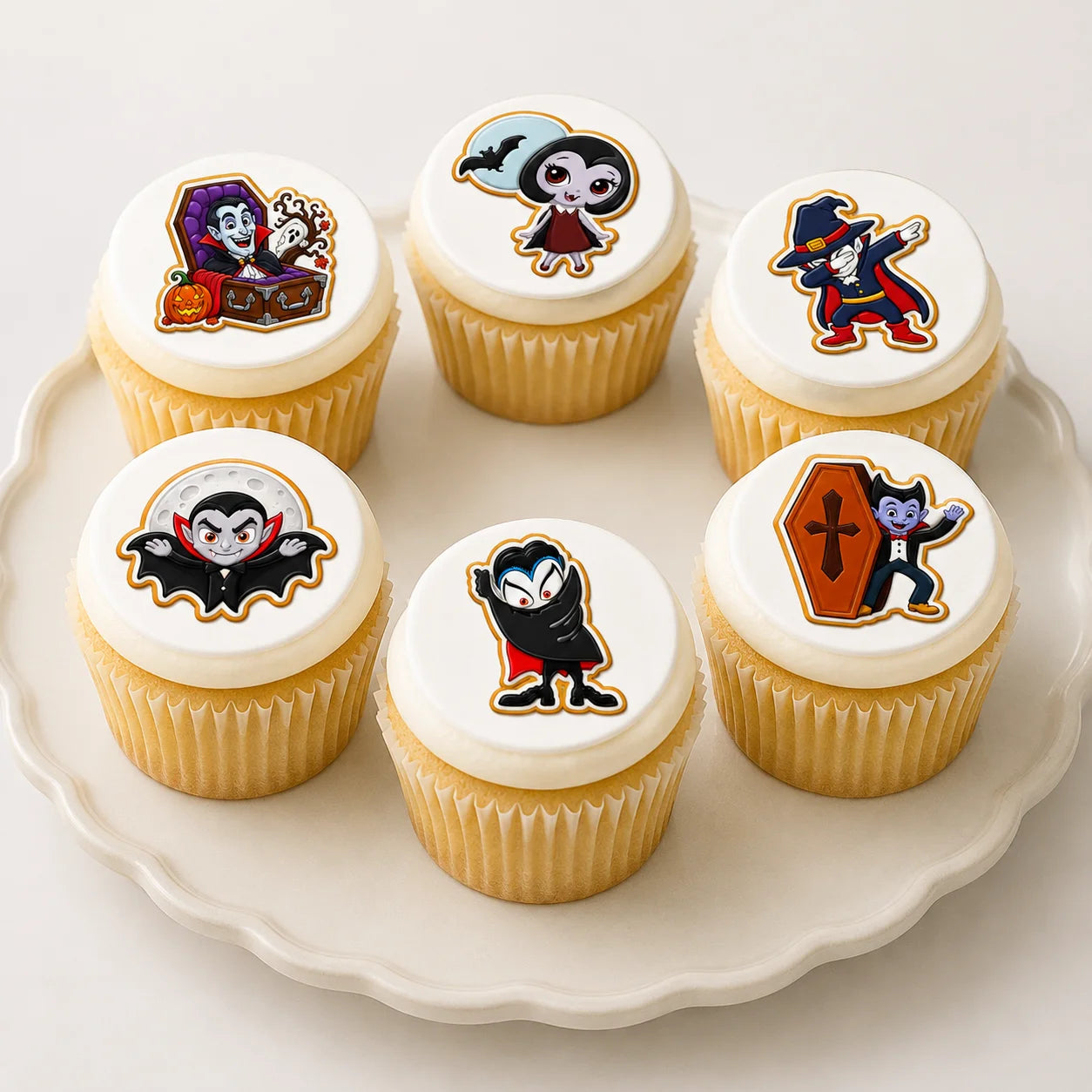 Halloween Edible Image Cookie & Cupcake Topper Vampires Night Out-20- 2" Precut Icing Sheet- RA Pape