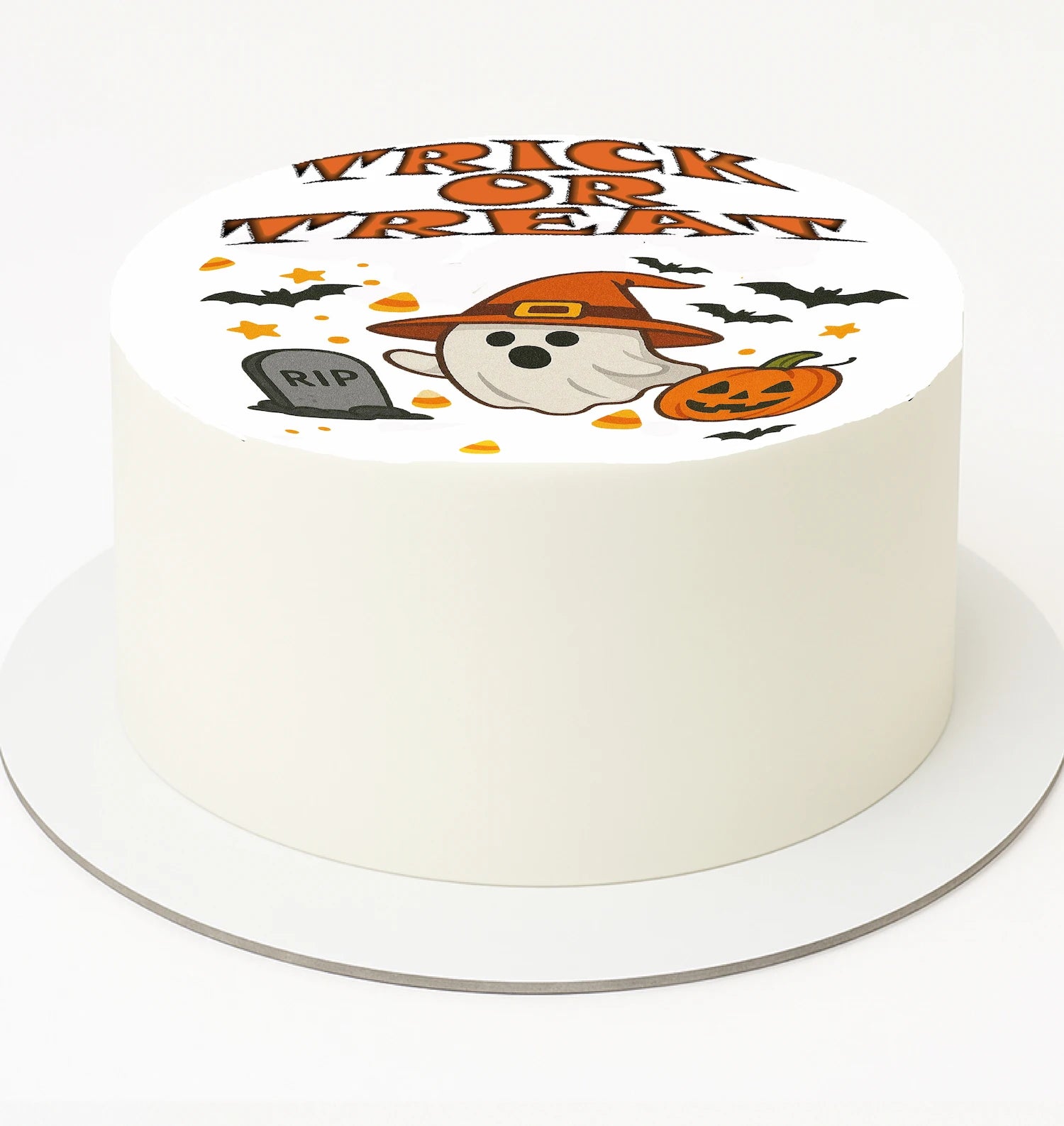 Halloween-themed ghost, pumpkin 'trick or treat'