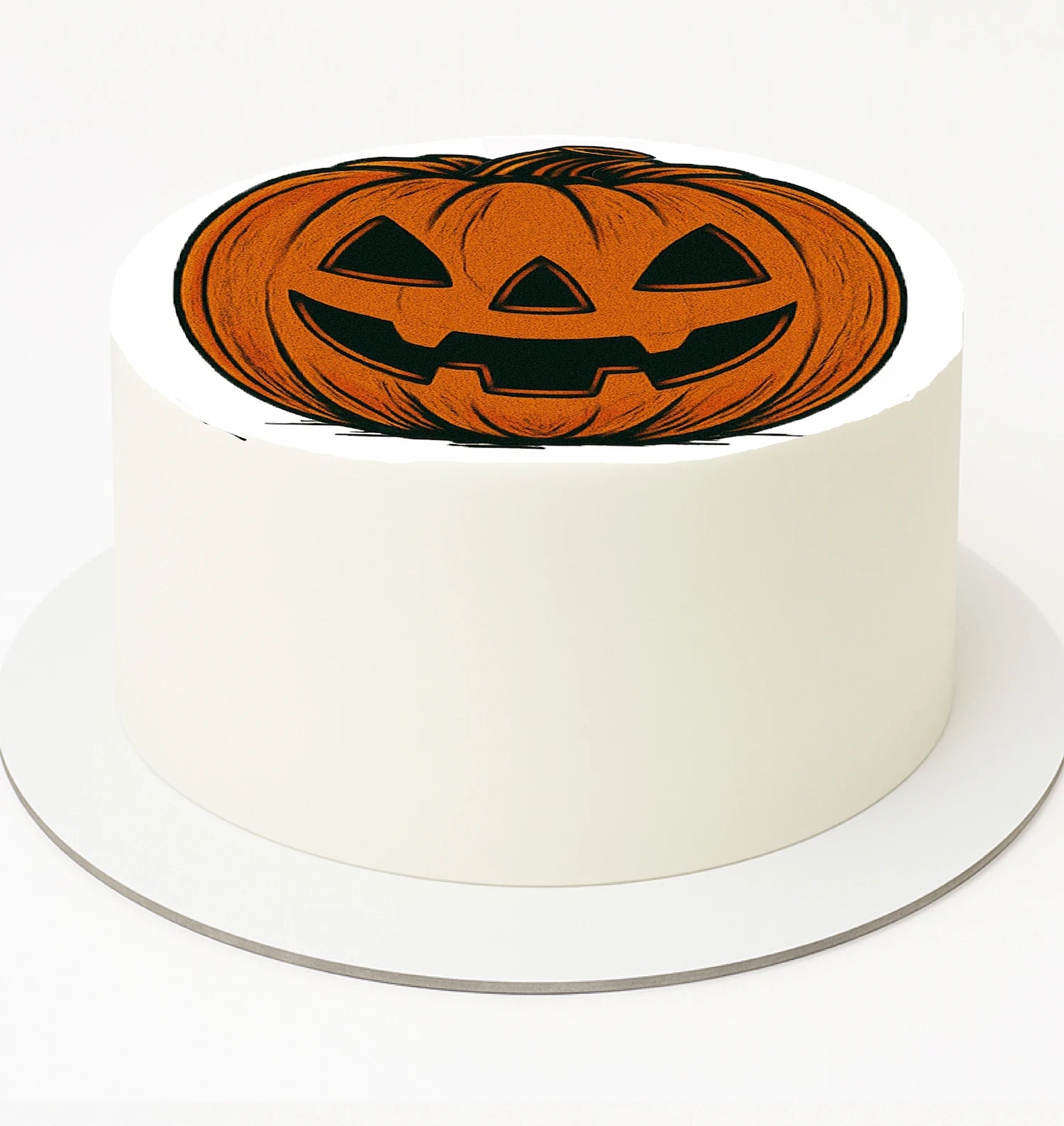 Edible Image Cake with a pumpkin face design.
