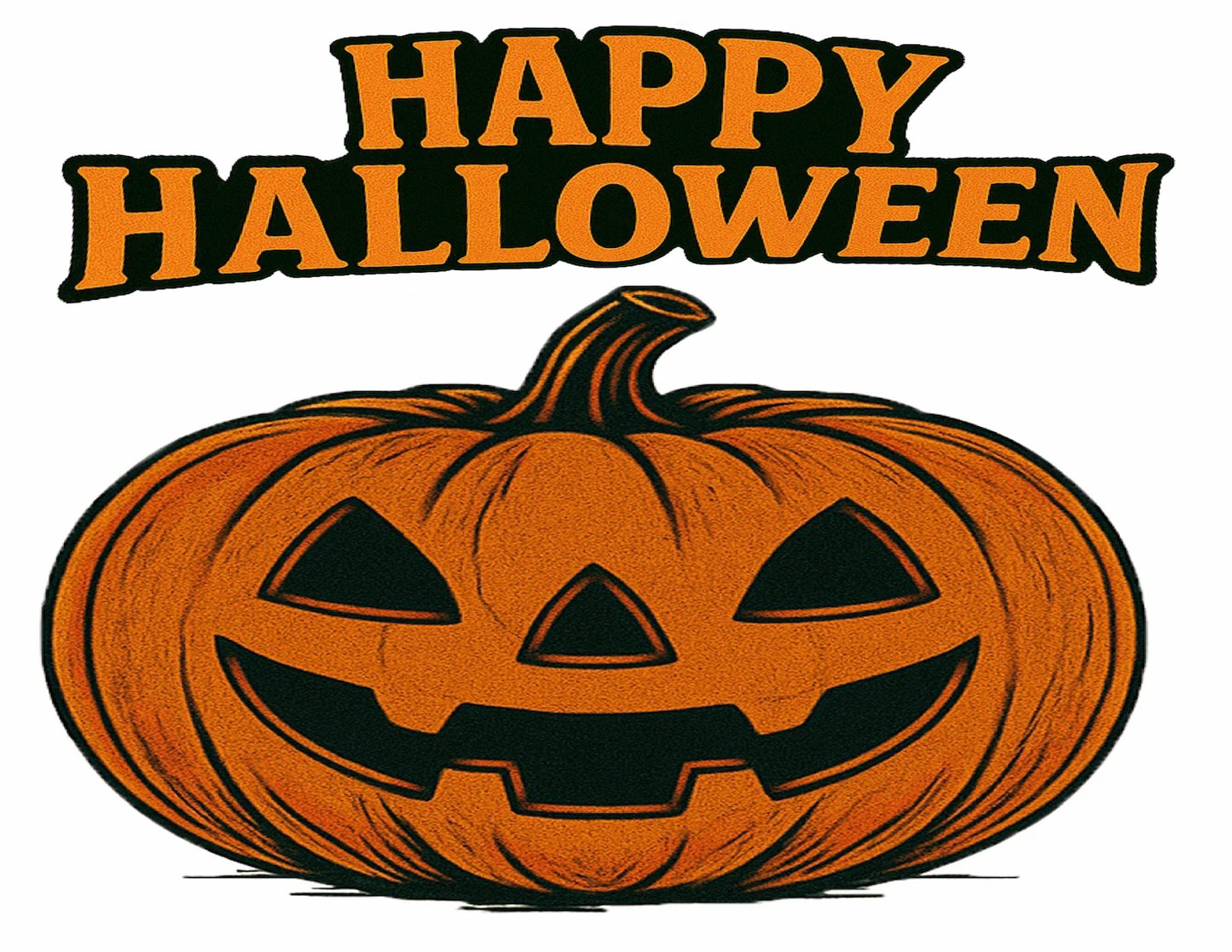 Happy halloween with a image of a jack o lantern edible icing image cake topper.