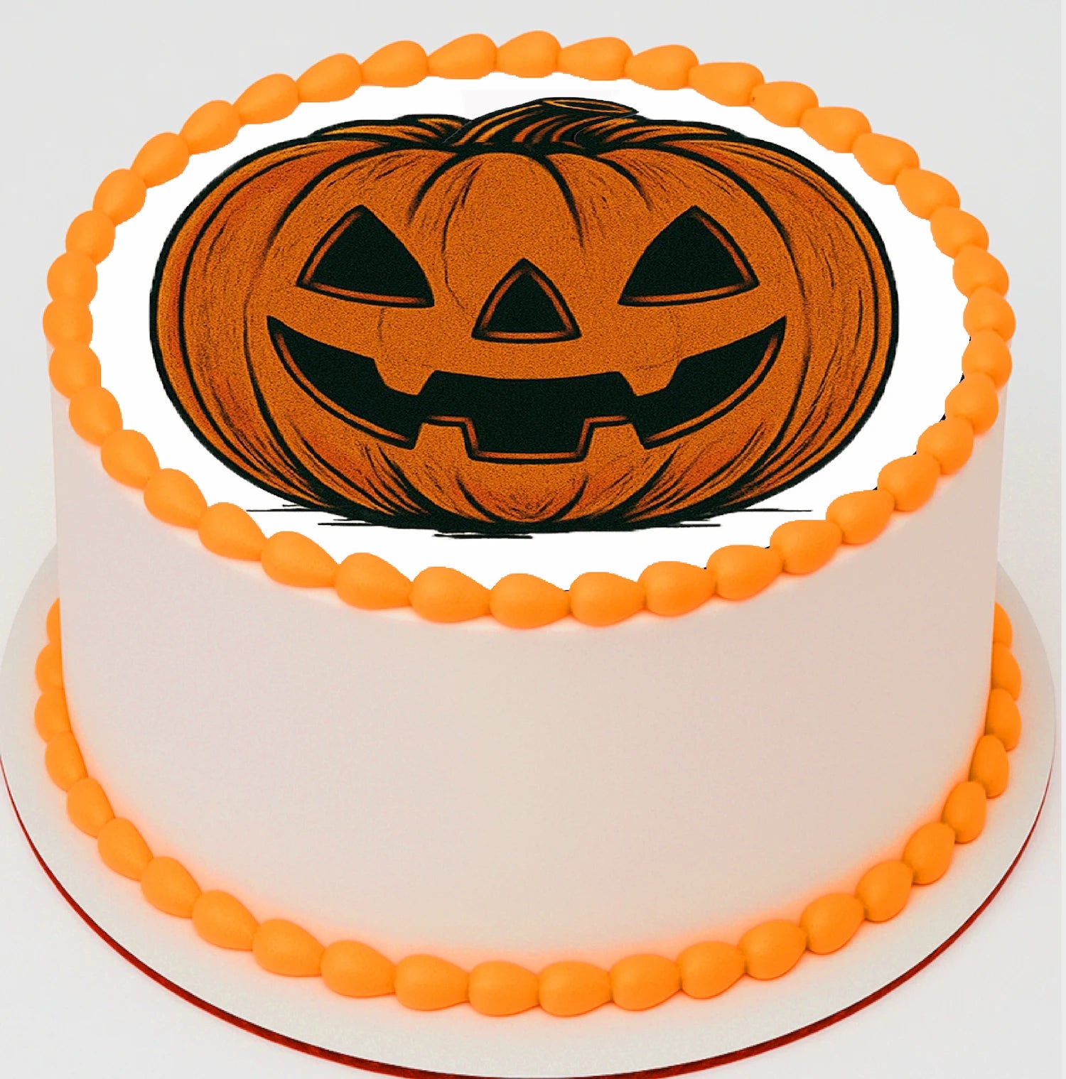 Custom Edible Cake Topper – Halloween Jack O Lantern Design – Pre-cut 8" Round Icing Sheet – RA Pape