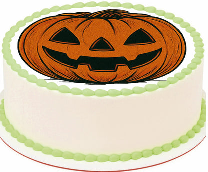 Halloween Cake with a pumpkin Jack O Lantern face design