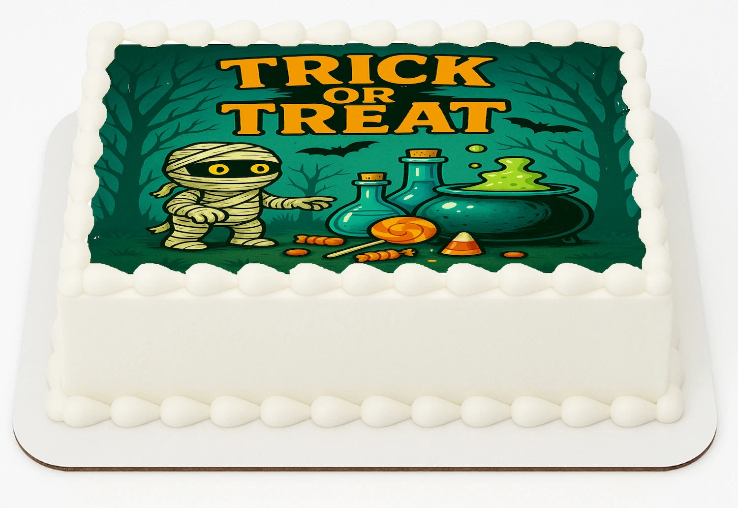 Halloween-themed Icing Images with mummy and potion design