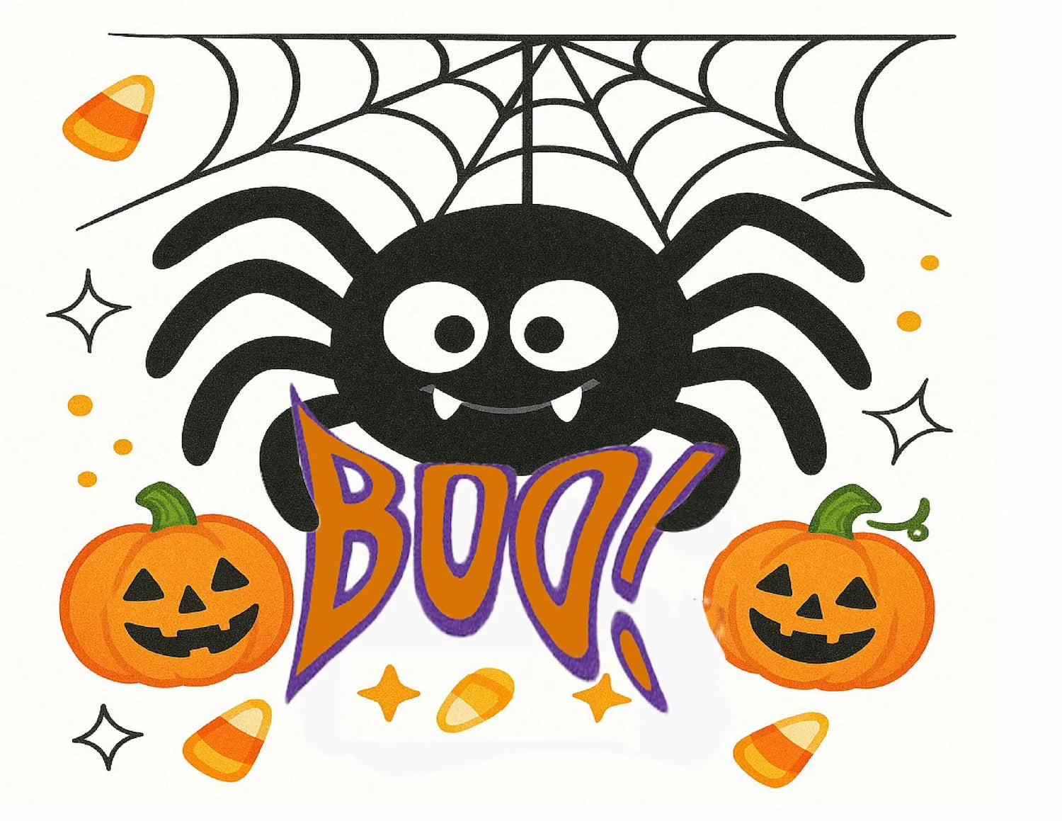 Halloween edible image cake  topper with spider saying boo.