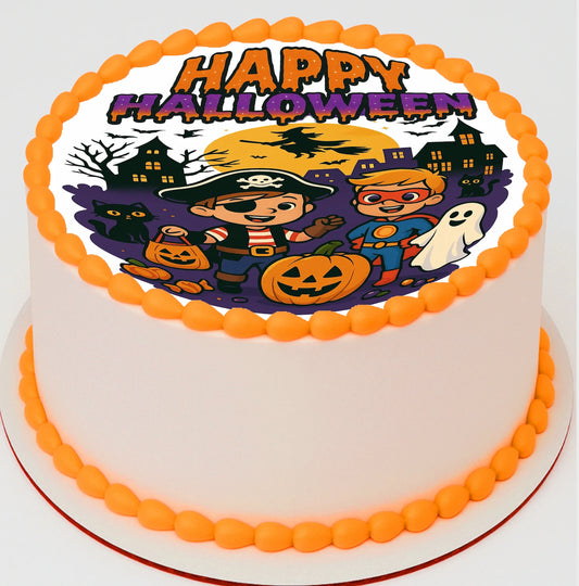 Halloween Trick or Treat Edible Image Cake Topper