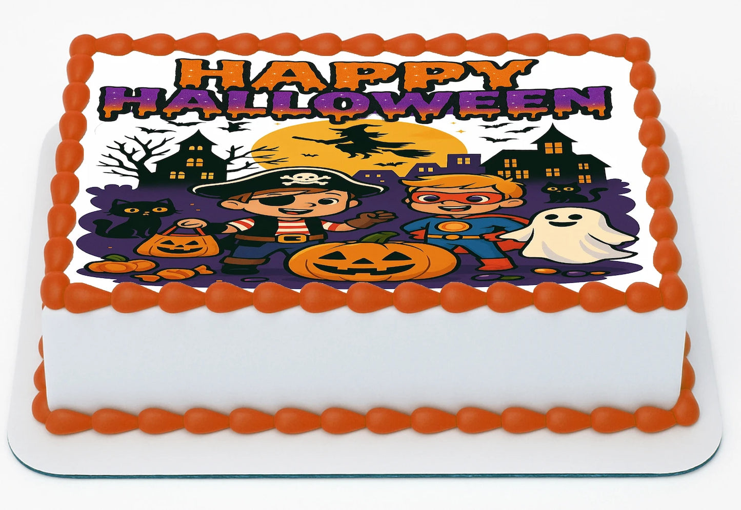 Halloween Trick or Treat  Edible Image Sheet Cake Topper Easy to Apply