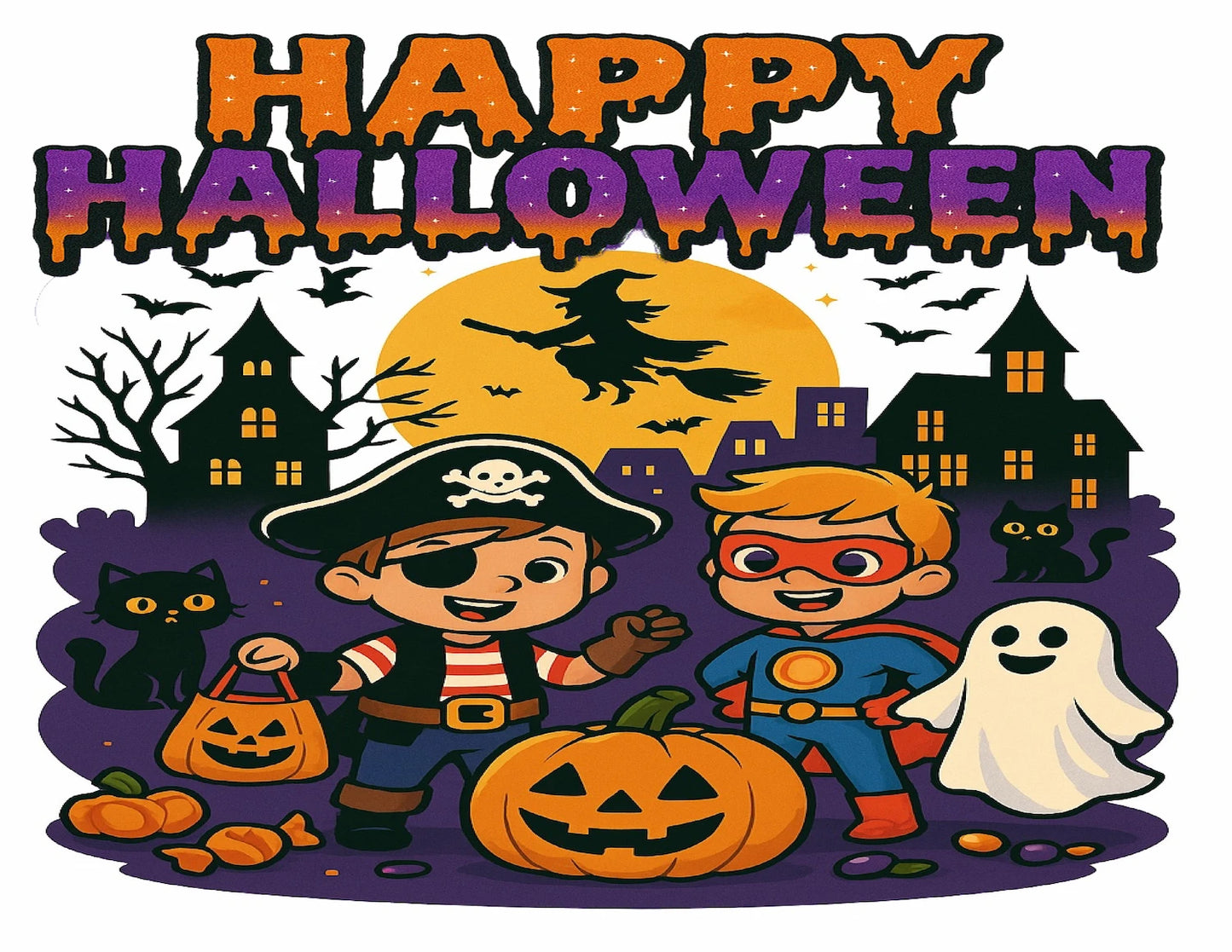Spooky Halloween Trick or Treat  Edible Image Sheet Cake Topper