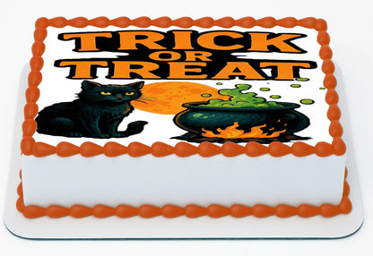Custom Edible Cake Topper – Halloween Witches Brew Design – 1/4 Sheet Cake (9x13) – Precut Icing Sheet – RA Pape