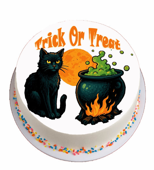 Custom Edible Cake Topper – Halloween Witches Brew Design – Pre-cut 8" Round Icing Sheet – RA Pape