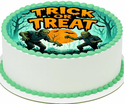 Halloween Zombies Need Treats Too Edible Image Cake Topper