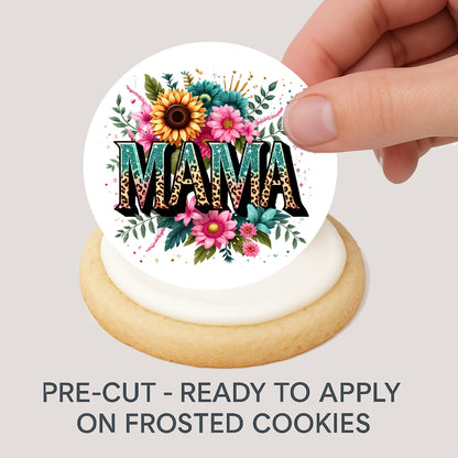 Hand appling Mother's Day Mama Edible Image Cookie & Cupcake Toppers-20 Precut 2" Edible Icing Images