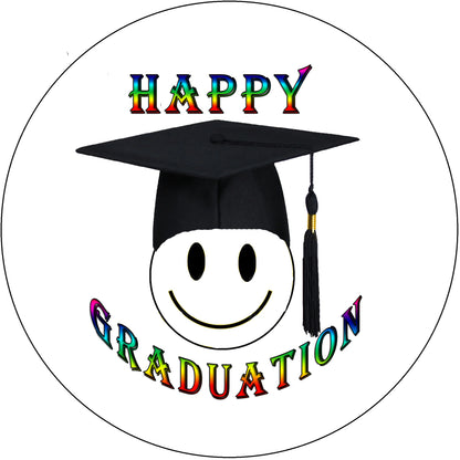 Happy Face grad Graduation Edible Image Sheet Cake Topper - Precut Easy To Use