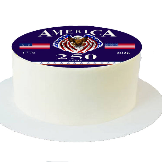 Custom Edible Cake Topper Happy 250 Birthday USA Design –  Pre-cut 8" Round Icing Sheet – RA Pape