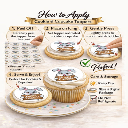 Instructions on How to Apply Edible Image Easter Cookie and Cupcake Topper