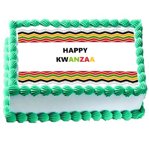 Custom Edible Cake Topper – Happy Kwanzaa Design – 1/4 Sheet Cake (9x13) – Precut Icing Sheet – RA Pape