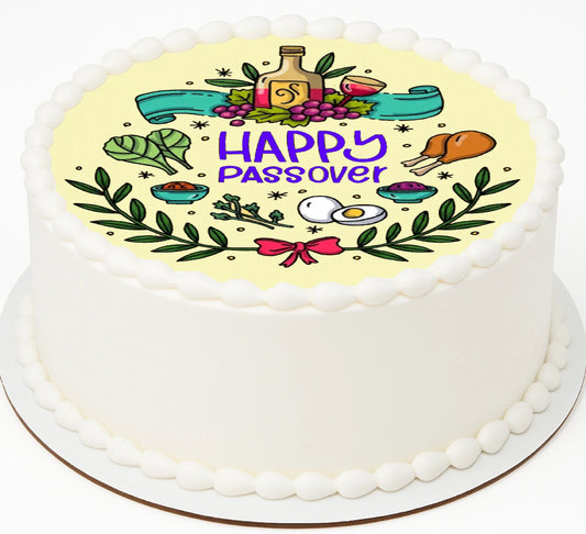 Happy Passover Celebration Edible Image Cake Topper Easy to Apply