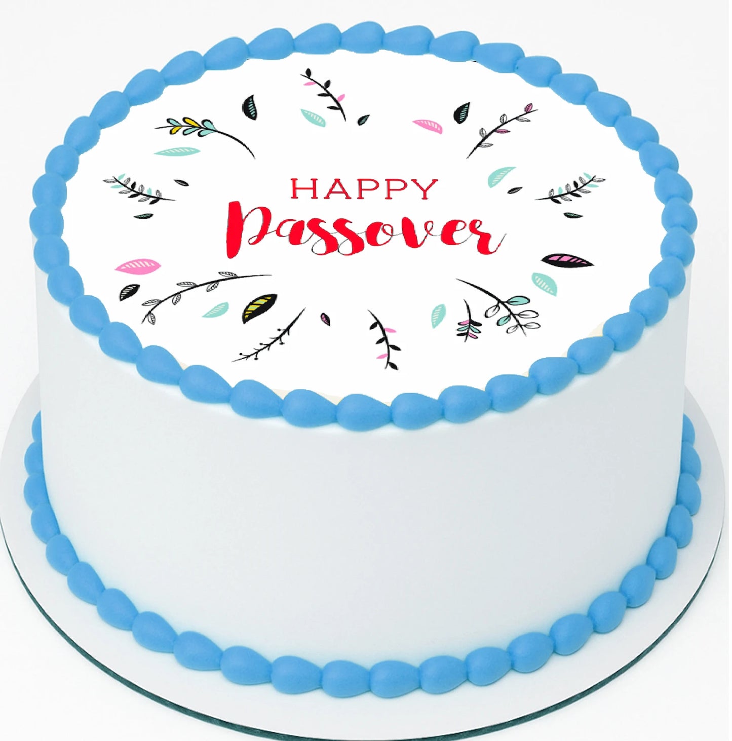 Edible image with  'Happy Passover' text on a cake topper