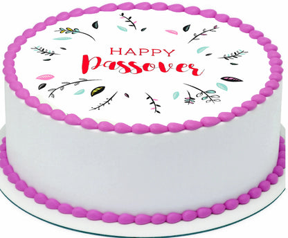 Custom Edible Cake Topper – Happy Passover Design – Pre-cut 8" Round Icing Sheet – RA Pape