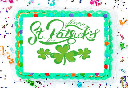 St. Patrick's Day sign with shamrocks edible image cake topper