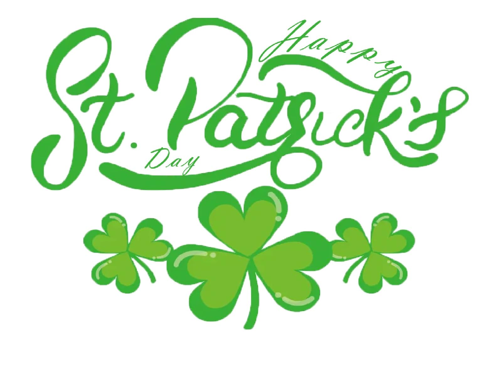 Edible Image Cake Topper 'Happy St. Patrick's Day' text with shamrocks.