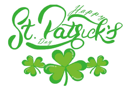 Edible Image Cake Topper 'Happy St. Patrick's Day' text with shamrocks.