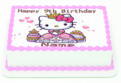 Hello Kitty Kat Edible Image Sheet Cake Topper