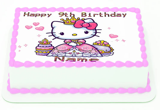 Hello Kitty Kat Edible Image Sheet Cake Topper