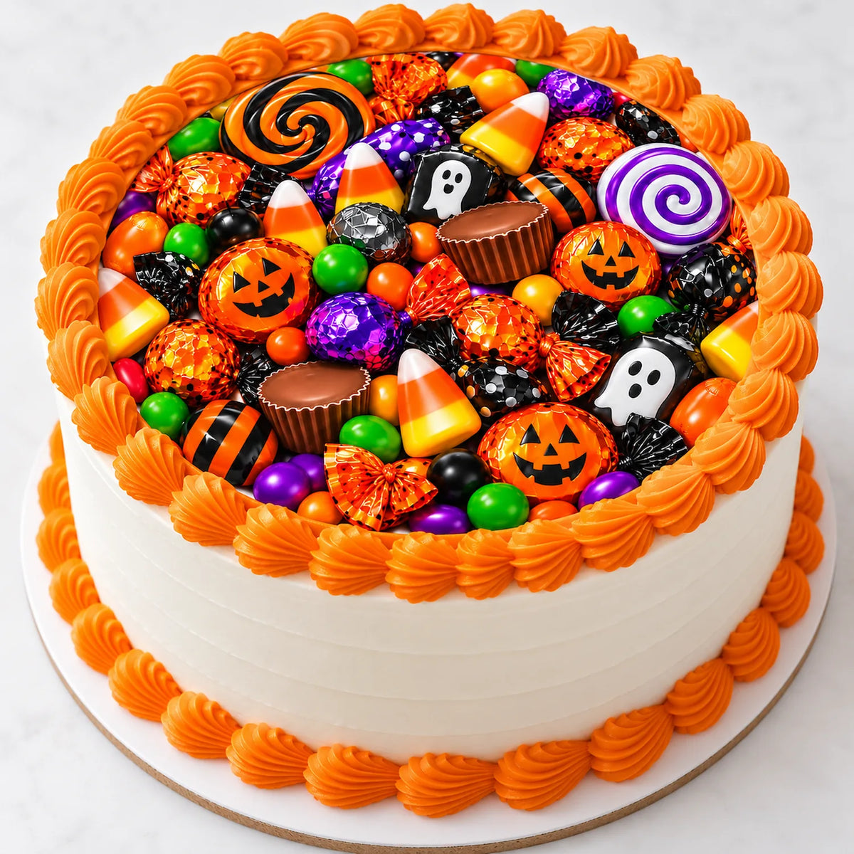 Halloween Seamless Jack-O-Lantern Trick-Or-Treat Edible Image Cake Wrap and Topper Icing Sheet - RA Pape
