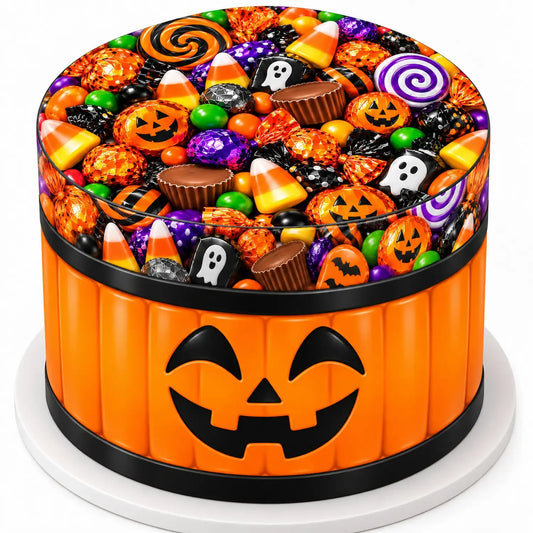 Halloween Jack, on a jack-o-lantern cake.