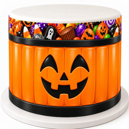 Halloween Seamless Jack-O-Lantern Trick-Or-Treat Edible Image Cake Wrap and Topper Icing Sheet - RA Pape