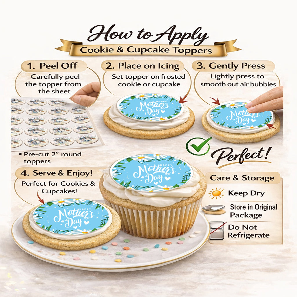 How to Apply Mother's Day Daisies Edible Image Cupcake Toppers