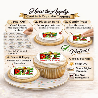 How to apply - Custom Edible Cake Topper – Cinco De Mayo DTF Design – Icing Sheet Cookie & Cupcake Images –20 Pre-cut 2” Round– RA Pape