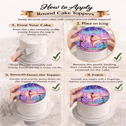 How to apply Custom Edible Image Cake Topper - Princess Ballerina Birthday - precut 8" Icing Sheet - RA Pape