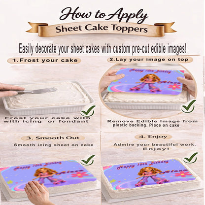 How to apply Beautiful Fashion Doll Skater Edible Image Cake Topper - 1/4 Icing Sheet - RA Pape