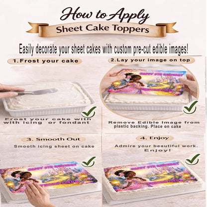 How to apply Beautiful Princess Birthday Edible Image Cake Topper - 1/4 Icing Sheet - RA Pape