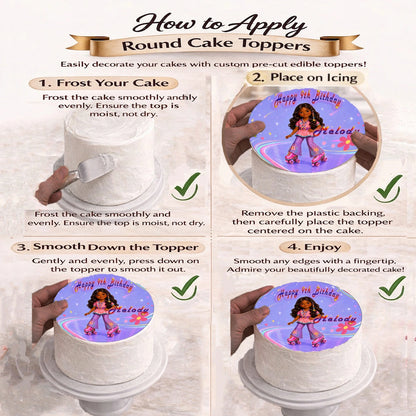 How to apply Fashion Doll Roller Skater Edible Image Cake Topper - precut 8" Icing Sheet - RA Pape