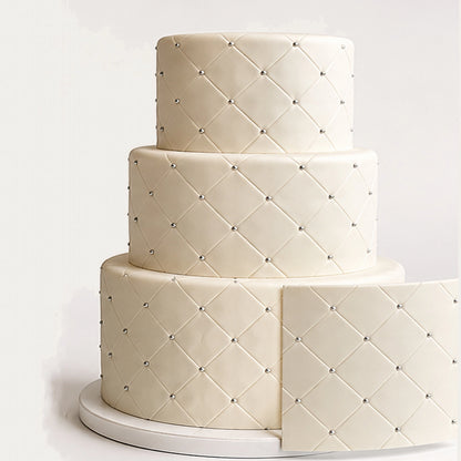 How to apply Ivory Tufted Wedding Custom Edible Image Cake Wrap – Seamless Icing Sheet - RA Pape