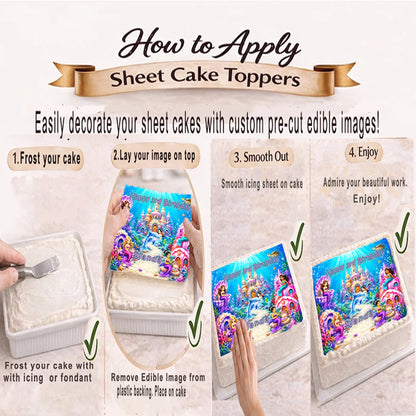 How to apply Mermaid Under The Sea Birthday Edible Image Cake Topper - 1/4 Icing Sheet - RA Pape