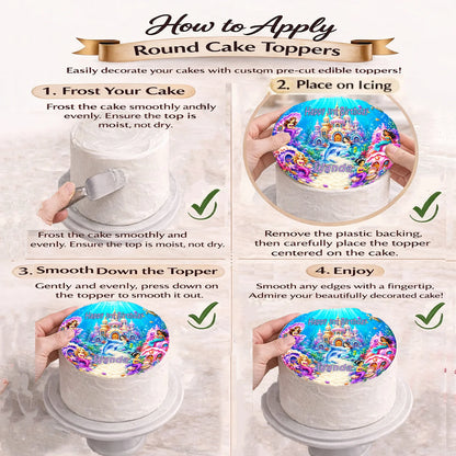 How to Apply Mermaid Under The Sea Birthday Edible Image Cake Topper - Precut 8" Icing Sheet - RA Pape