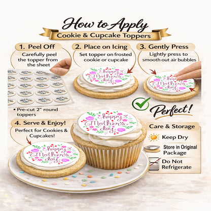 How to apply Mother's Day Beautiful Edible Image Cookie & Cupcake Toppers