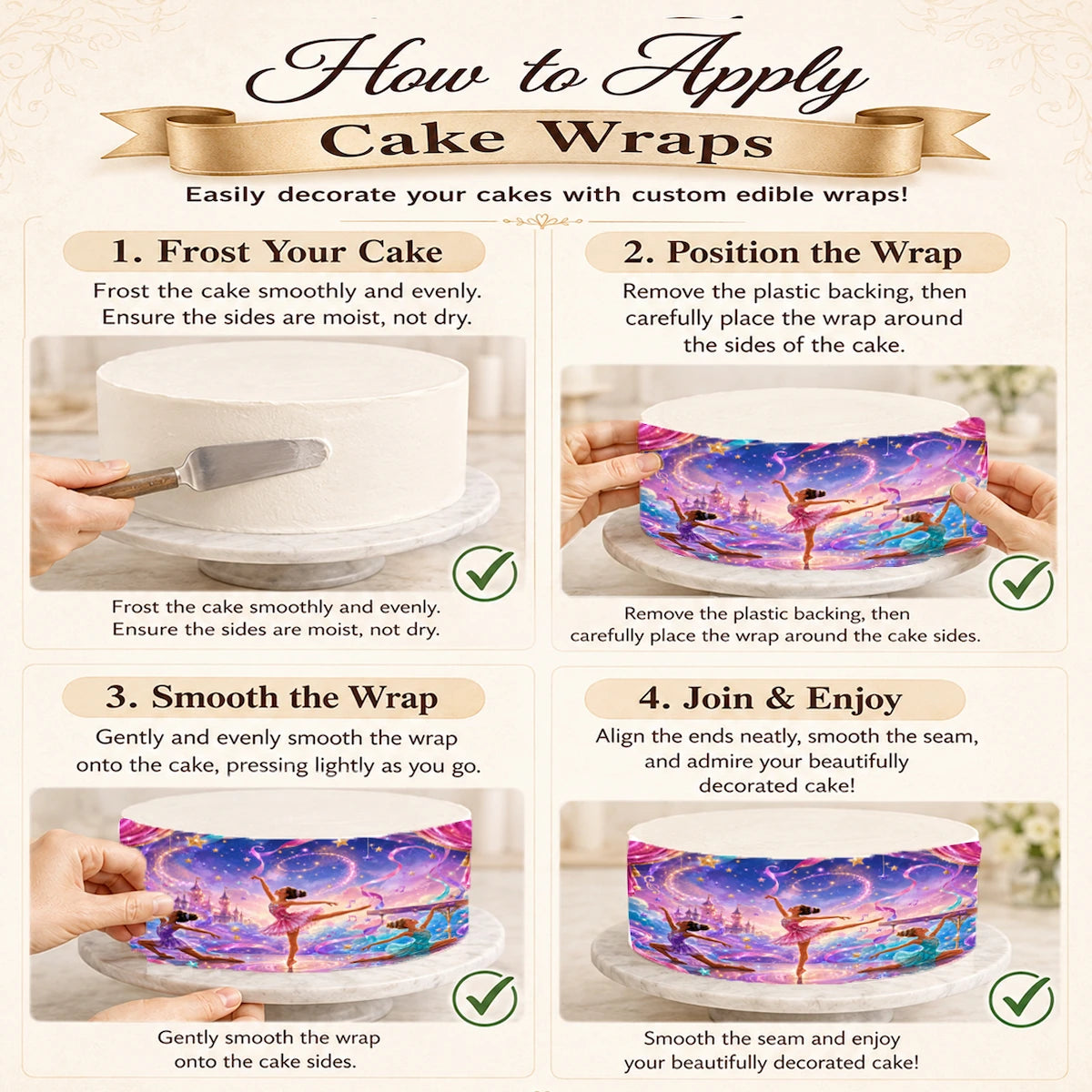 How to apply Seamless Edible Image Cake Wrap- Princess Ballerina Birthday Icing Sheet - RA Pape