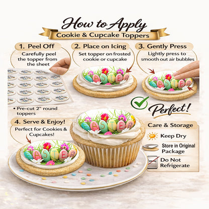 How to use Happy Easter Tulips Edible Cookie Image –  Precut 2” Rounds