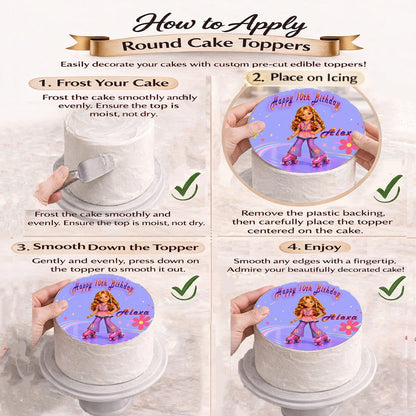 How to apply Fashion Doll Roller Skater Edible Image Cake Topper - precut 8" Icing Sheet - RA Pape