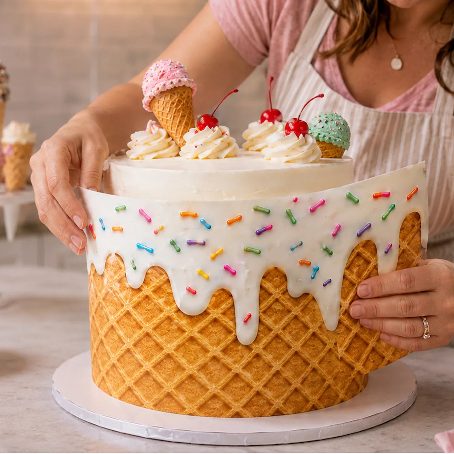 Ice Cream Edible Image Cake Wrap - Seamless Celebration - Birthday - Icing Sheet - RA Pape