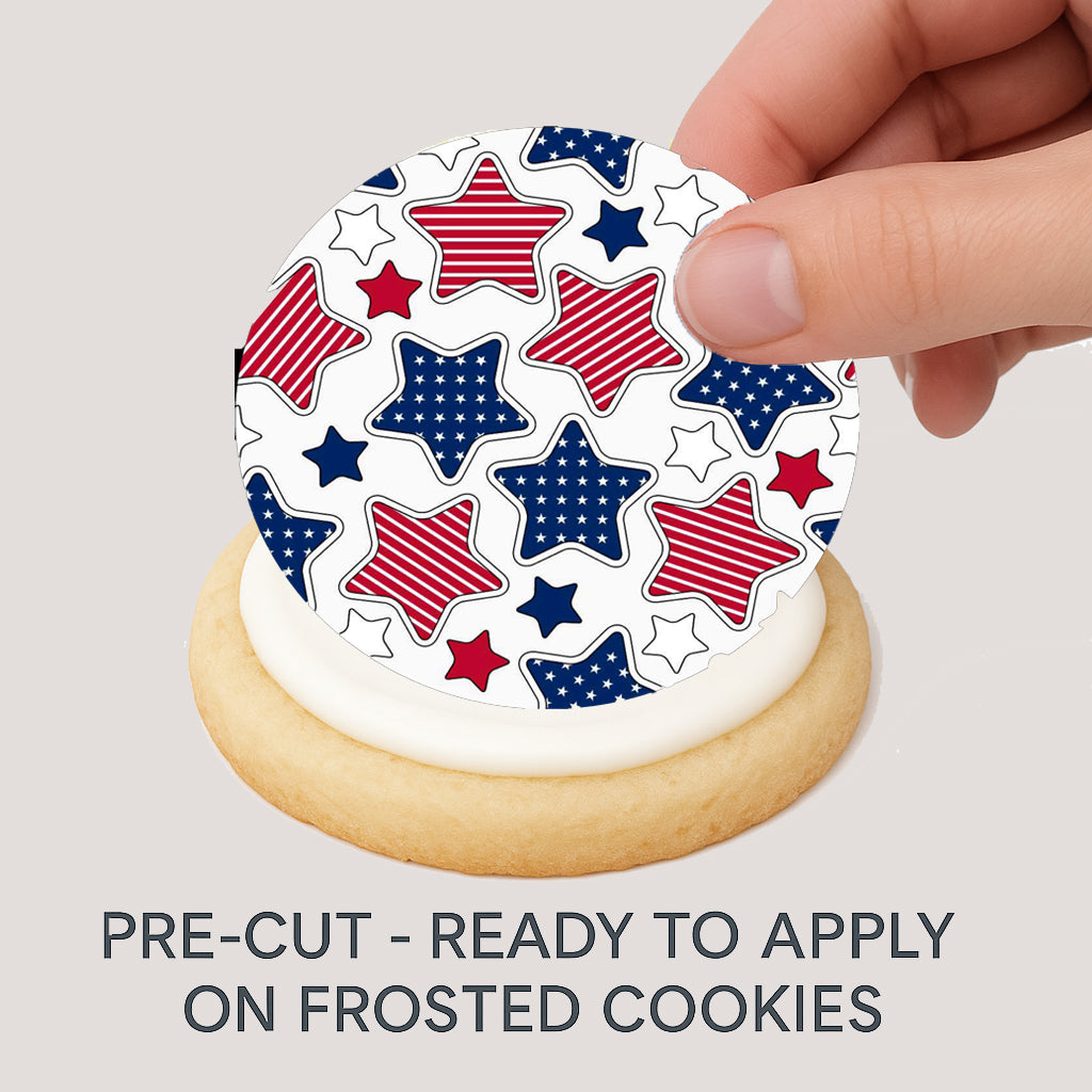 Independence Star Edible Image Cookie & Cupcake Toppers Easy to apply