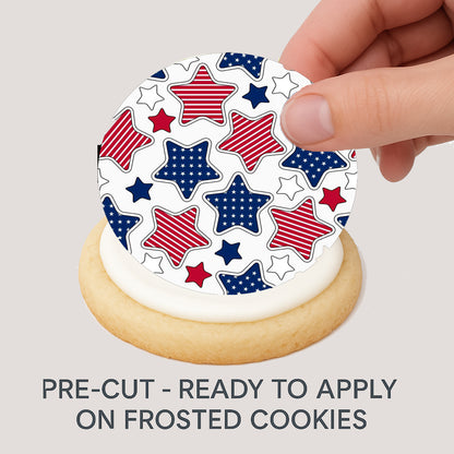 Independence Star Edible Image Cookie & Cupcake Toppers Easy to apply