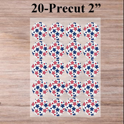 Independence Star Edible Image Cookie & Cupcake Toppers 20 Precut 2" Rounds
