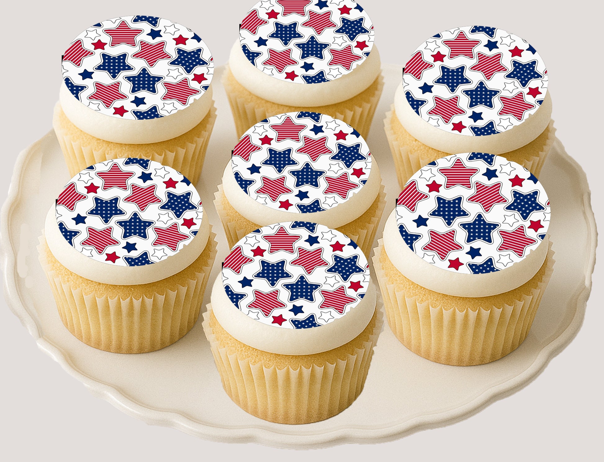 Independence Star Edible Image Cookie & Cupcake Toppers EASY TO APPLY