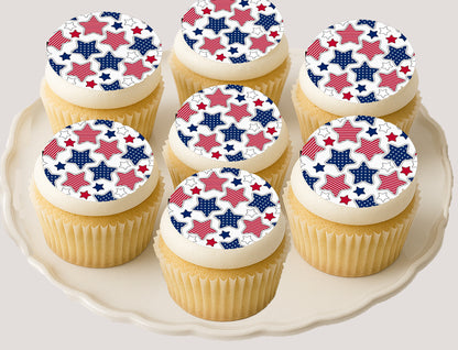 Independence Star Edible Image Cookie & Cupcake Toppers EASY TO APPLY